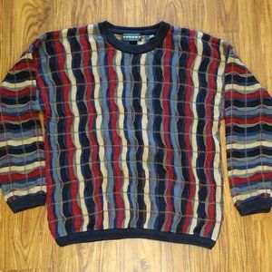 Tundra Canada Sweater Size L Multicolor Chunky Stripes Textured Vintage